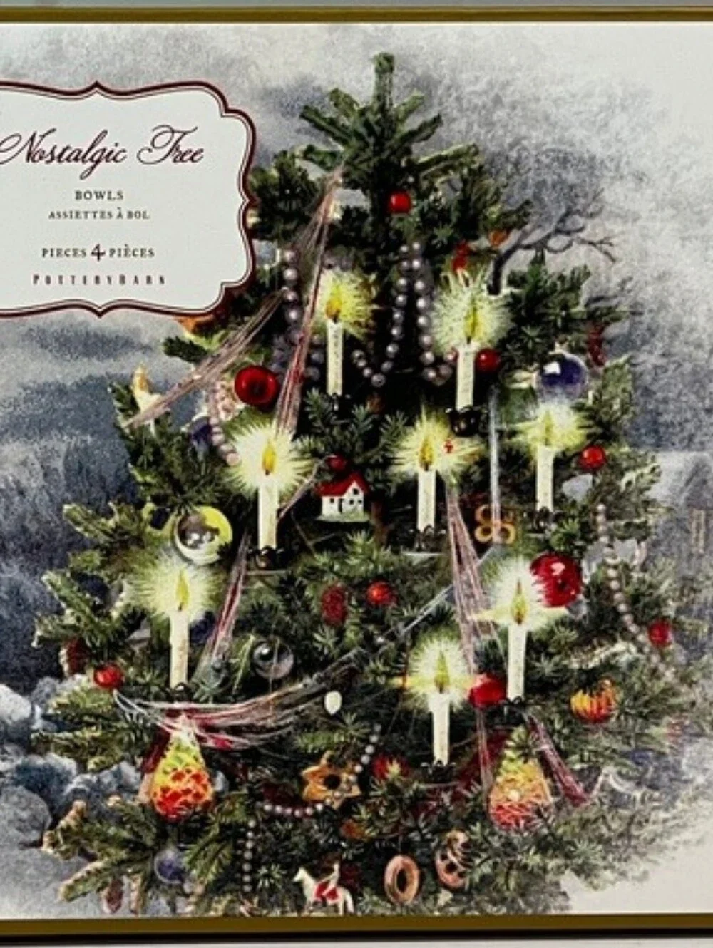 Pottery Barn Nostalgic Christmas Tree Bowls Set Of 4 In Box‎